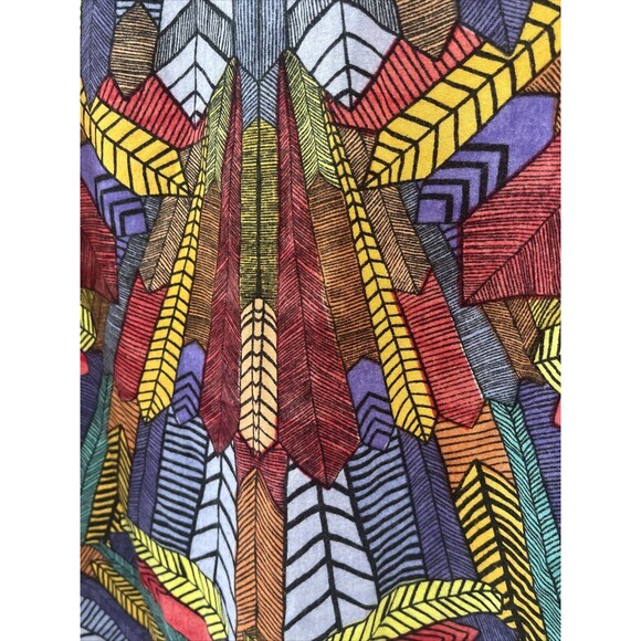 Angie Womens Multicolor Tunic Top Size M Geometric Ruched Art Lagenlook Colorful - Picture 2 of 9